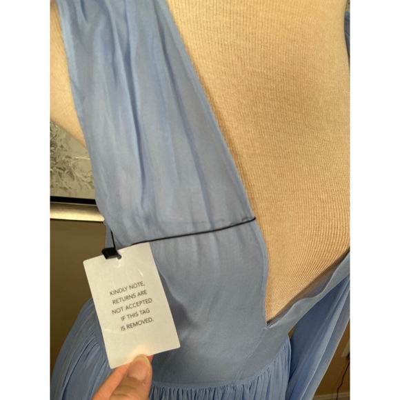 HELSA Sabine Silk Cape Overlay Chiffon Sheer Hydrangea Blue Midi Dress Size S - Picture 8 of 15